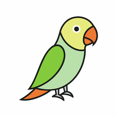 green parrot on white background