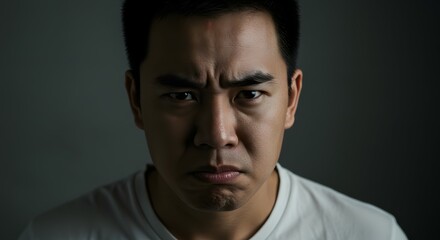 Obraz premium Close-up Portrait of a Man Showing Anger, Frustration, and Disappointment A Powerful Expression of Negative Emotion