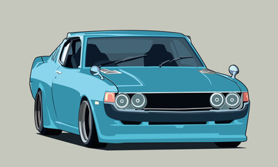 Blue Retro Car vaector illustration