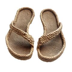 Bohemian Espadrille Sandals with Organic Woven Text Isolated on Transparent Background