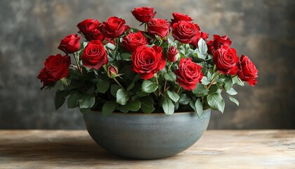 Fototapeta premium Red Roses in Bowl.
