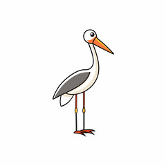 white stork on white background