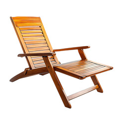 Minimalist Reclining Wooden Beach Chair with a Mode Isolated on Transparent Background