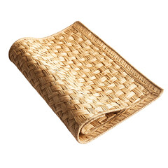 Minimalist Beach Mat in Straw with Organic Woven Isolated on Transparent Background