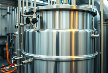 Stainless steel bioreactor with tubing and sensors for microbial fermentation, vessels, clinical