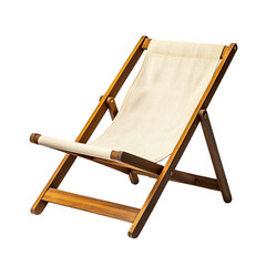 Minimalist Lightweight Wooden Beach Chair with a Co Isolated on Transparent Background