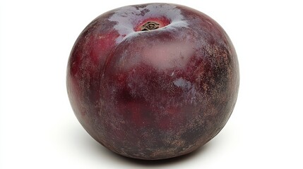 Obraz premium Delicious plum showcasing its vibrant burgundy skin smooth surface and freshness on white background