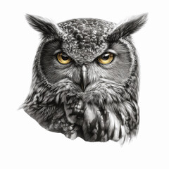 Majestic Great Grey Owl Portrait Black and White