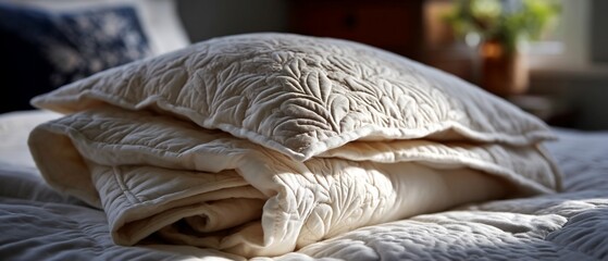 Tranquil creamtoned bedding with raised foliage pattern