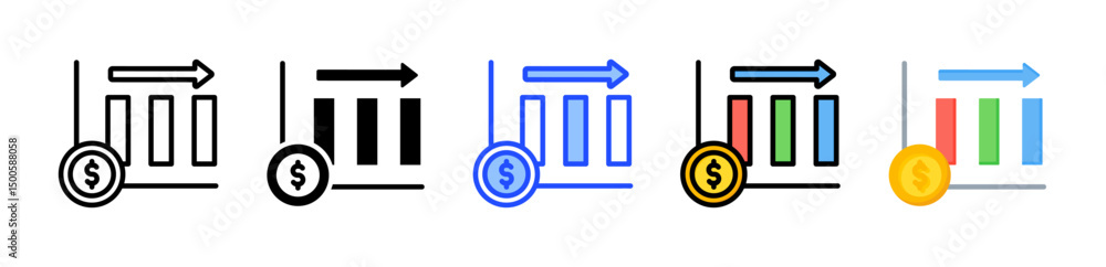 Poster stagnation icon collection with multiple styles