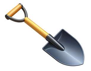 3D Vector Shovel Icon Clean, Modern Design, Isolated on White