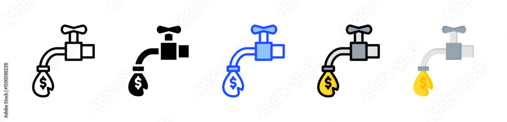 Poster liquidity icon collection with multiple styles