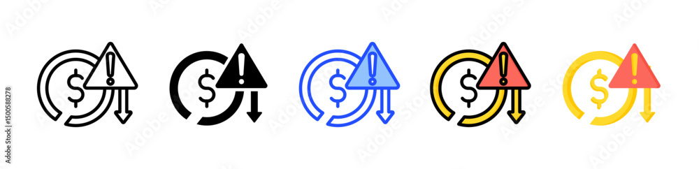 Poster insolvency icon collection with multiple styles