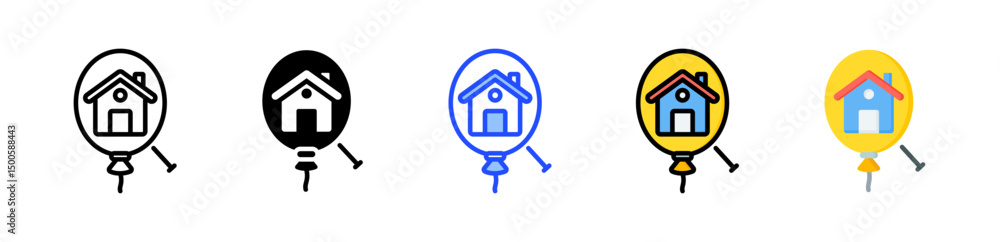 Poster housing bubble icon collection with multiple styles