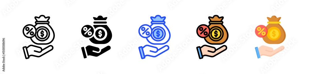 Poster interest rate icon collection with multiple styles