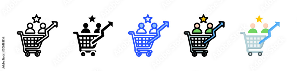 Poster consumer confidence icon collection with multiple styles