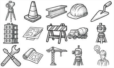 Hand Drawn Construction Icon Set