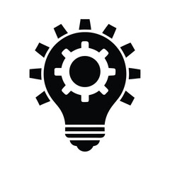 lightbulb gear idea icon vector illustration