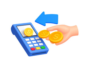 3D Vector Illustration Secure Online Payment Transaction, Refund Process, Digital Banking