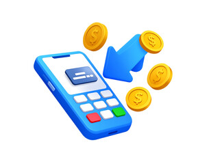 Modern 3D Vector Illustration of Mobile Payment Transaction