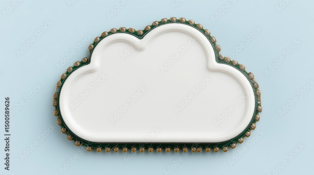 Poster cloud computing concept abstract white cloud shaped circuit board