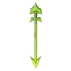 Modern Arrow with Refined Details in Bold Neon Green Isolated on Transparent Background