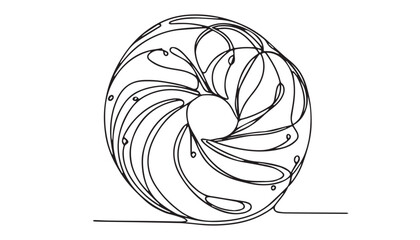 Continuous one single minimal line drawing bagel