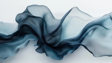 Fototapeta premium Fluid, translucent fabric draped in soft blue tones.