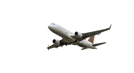 Obraz premium Powerful jet airplane soaring gracefully against bright white background. AI Generated