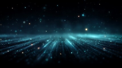 Abstract blue and teal glowing lights with bokeh