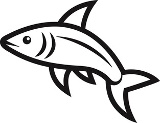 Barbs fish outline icon with white background