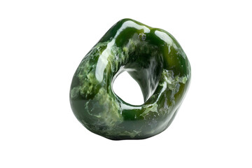 Green stone torus pendant against black background