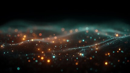 Abstract digital landscape of glittering particles