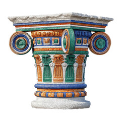 Ornate Colorful Capital of an Ancient Column -