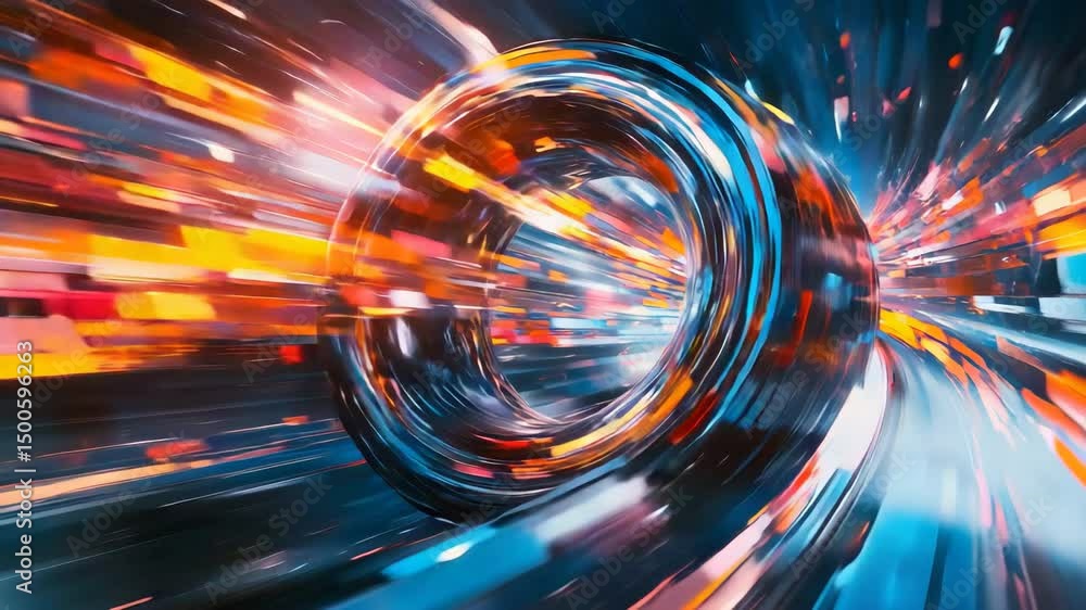 Poster illuminated tunnel with bright lights creating a stunning visual experience for passersby and travel