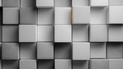 Abstract gray and white shifted cube arrangement