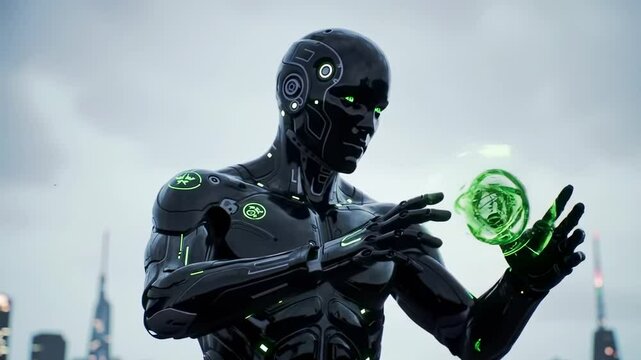 Futuristic Android with Energy Ball