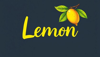 Hand-drawn yellow lemon lettering with vibrant lemon illustration,  symbol,   delicious