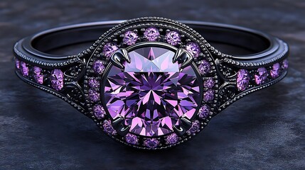 Purple diamond ring, dark background