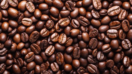 Beautiful roasted arabica coffee beans on dark background close up aromatic texture for coffee shop