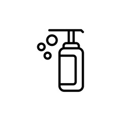 Hand sanitizer bottle line icon. Simple outline style. Sanitation product design for healthcare and safety uses.