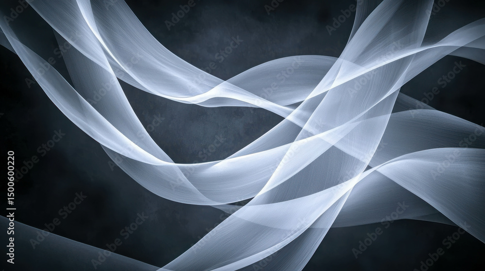 Aufkleber ethereal light waves abstract background with soft flowing curves and gentle movement in shades of w