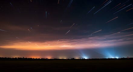 Mesmerizing Night Sky Photography Star Trails Over a Serene Landscape