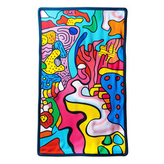 Playful Beach Towel with Giant Vibrant Doodles Isolated on Transparent Background