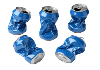 Crushed Blue Aluminum Cans