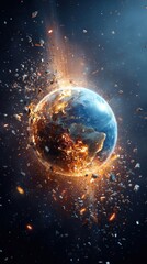 Fiery Planet Explosion in Space