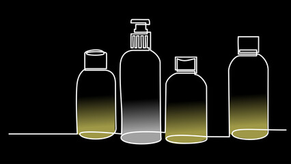 Linear Cleanse: Minimal Vector Art of a Shampoo Bottle
