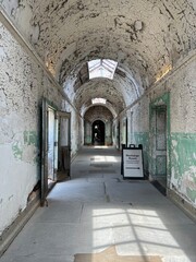 Philadelphia,Pennsylvania,USA - August 23 2023: Eastern State Penitentiary Hallway. 