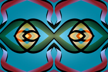 Beautiful glow colour caleidoscope gradient flower line art pattern wallpaper of indonesian traditional abstract batik ethnic dayak ornament for commercial ads