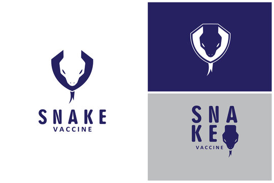 Python snake head shield simple concept logo design vector illustration